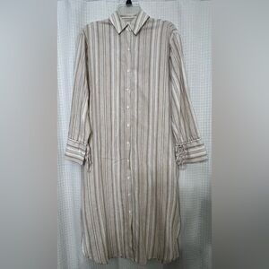 Gibson Latimer Women’s Size small Linen Blend Midi Shirtdress Adjustable Waist